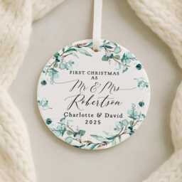 First Christmas Married Ornament, Mr & Mrs Keepsake, 1st Gifts, Bauble - thumbnail 3