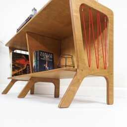 Mid Century Modern Tv Stand, Wooden Media Console, Record Player Unit With Vinyl Storage, Retro Sideboard - thumbnail 2