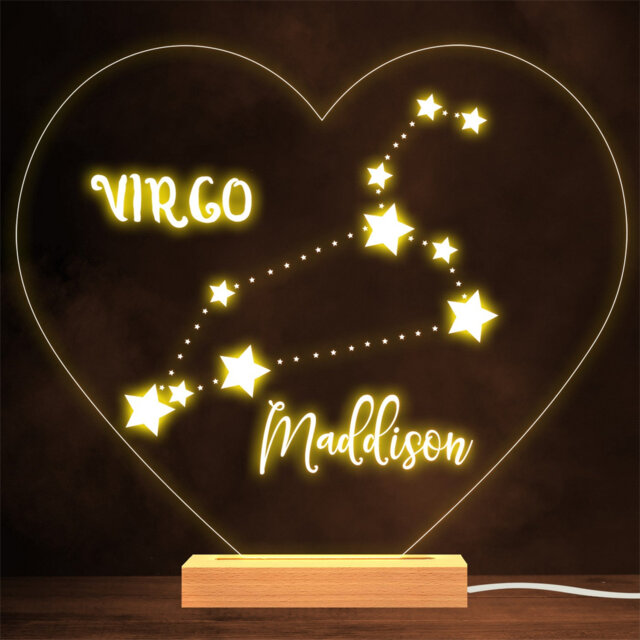 Constellations Zodiac Sign Virgo Personalised Gift Lamp Night Light - image 1