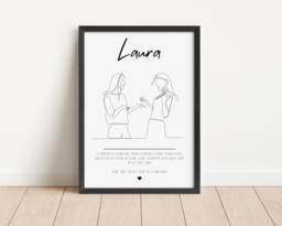 Personalised Friend Line Art Print, Friendship Gift - thumbnail 1