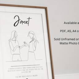 Personalised Friend Line Art Print, Friendship Gift - thumbnail 2