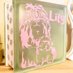 Cute Shih Tzu Nightlight, Shihtzu Dog & Puppy Glass Light Block, Personalised Keepsake Gift - thumbnail 2