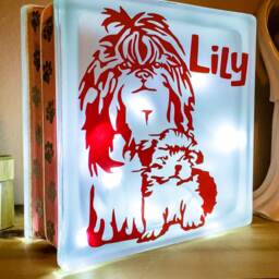 Cute Shih Tzu Nightlight, Shihtzu Dog & Puppy Glass Light Block, Personalised Keepsake Gift - thumbnail 4