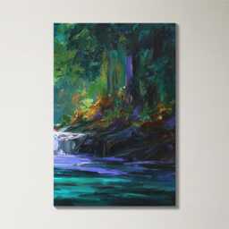 Vibrant Canvas Wall Art Nature Waterfall Painting Triptych Home Decor For Living Room, Bedroom Botanical & Garden Hanging - thumbnail 4