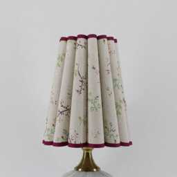 Floral Fabric Table Lamp Wine Red Trim, Ceramic Base For Home Decor -131# - thumbnail 3