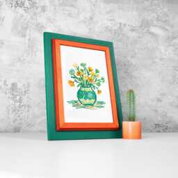 Unique Orange & Green Picture Frame Handmade Wooden Photo Frame, Dopamine Decor - thumbnail 1