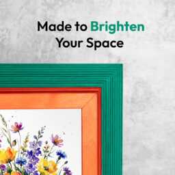 Unique Orange & Green Picture Frame Handmade Wooden Photo Frame, Dopamine Decor - thumbnail 4