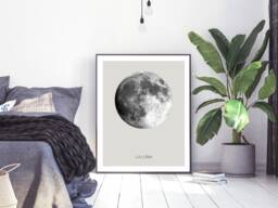 Moon Print Beige Wall Art Black & White Poster Neutral La Luna, Above Bed Decor, Living Room A2 A1 - thumbnail 1