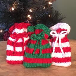 Stocking Stuffer, Red, White & Green Christmas Sachet, Holiday Gift Or Trinket Bag