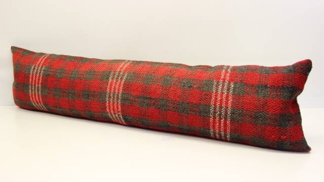 Handmade King Kilim Lumbar Pillow Cover, Turkish Oriental Wool - 12x48 Inch - image 1