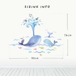 Whale Fabric Wall Decal - Ocean Art Watercolour Stickers Nursery - thumbnail 3