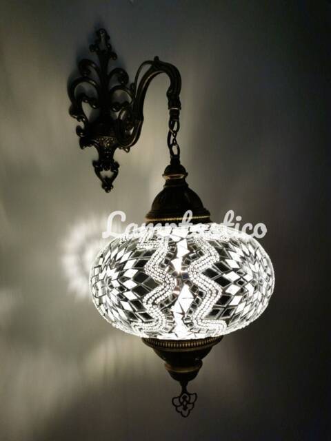 Handmade Mosaic Glass Turkish Wall Sconce Lamp - Bohemian Decor - image 1