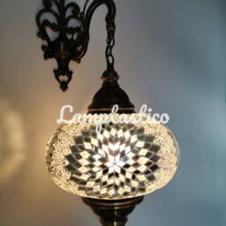 Handmade Mosaic Glass Turkish Wall Sconce Lamp - Bohemian Decor - thumbnail 4