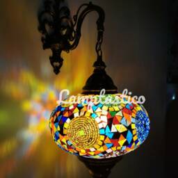 Handmade Mosaic Glass Turkish Wall Sconce Lamp - Bohemian Decor - thumbnail 3