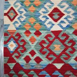 Tribal Runner Rug, Handmade Artisan Afghan Turkish Scandinavian Navajo Bohemian Flatweave Wool Kilim Rug 296x81 cm - thumbnail 2