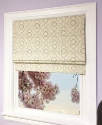 Custom Flat Cotton Roman Shade, Swain Geometric Pattern, Window Treatment - thumbnail 1