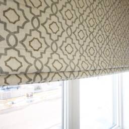 Custom Flat Cotton Roman Shade, Swain Geometric Pattern, Window Treatment - thumbnail 4
