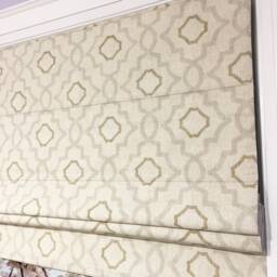 Custom Flat Cotton Roman Shade, Swain Geometric Pattern, Window Treatment - thumbnail 2