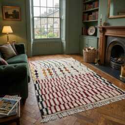 Handmade Moroccan Boujaad Wool Rug - Multicolor Berber Boho Carpet - thumbnail 1
