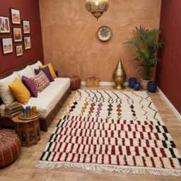 Handmade Moroccan Boujaad Wool Rug - Multicolor Berber Boho Carpet - thumbnail 4