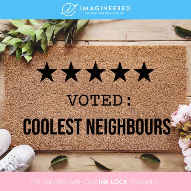 Funny Neighbour Doormat - Voted Coolest Neighbours Custom Welcome Door Mat Best Neighbors Personalized - image 1