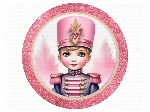 Pink Drummer Boy Sign, Drummer Boy Wreath, Merry Xmas Christmas Wreath Sign UK, Pink Xmas, UK - image 1