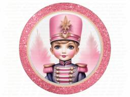 Pink Drummer Boy Sign, Drummer Boy Wreath, Merry Xmas Christmas Wreath Sign UK, Pink Xmas, UK - thumbnail 1