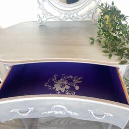 Silver Louis Style Dressing Table Small French Vanity - thumbnail 2