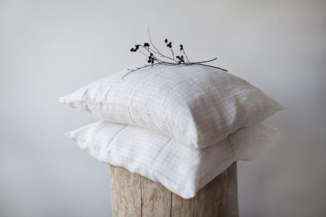 Natural Chequered Linen Pillowcase/Pillow Cover Bedroom Bedding - image 1