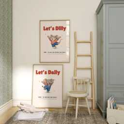 Vintage Nursery Prints - Set Of 2 Old Cartoon Style Playroom Posters - thumbnail 1