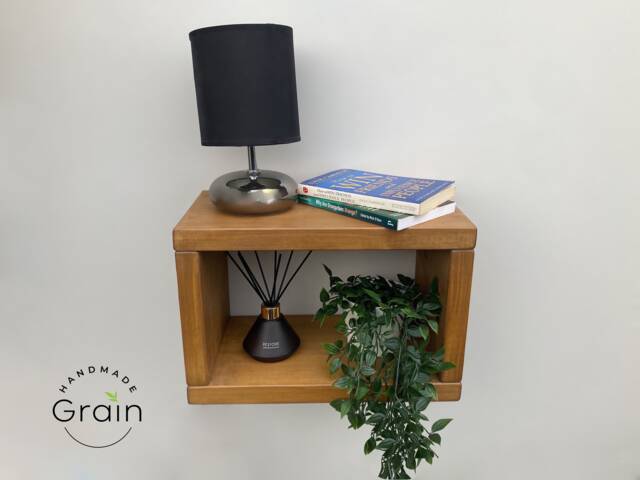 Handmade Floating Bedside Table - Choice Of Colors 40cm W X 22cm D 27cm H Chunky 3.5cm Timber - image 1