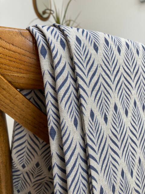 Sample Only - Curtains Made To Measure? Just Need Pole Length & Drop Quote Navy Linen Feather - image 1