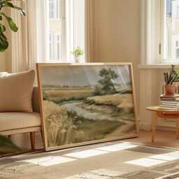 Coastal Dune Poster, Blue Beach Print, Seascape Wall Art, Paper - thumbnail 4