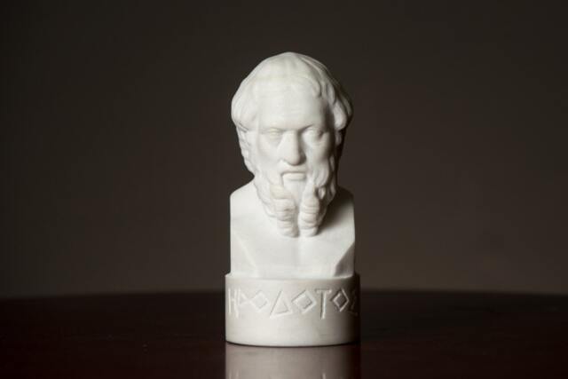 Marble Bust Of Herodotus Carved Greek Marble Statue Figurine Artist Sculpture - image 1
