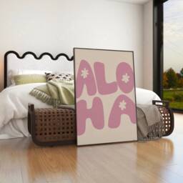 Aloha Word Print, Unframed Art, Typography, Quotes, Wall Retro, Trendy, Minimalist, Poster, Gallery Wall, Bright, Flowers, Simple - thumbnail 2