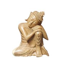 Hand Carved Wooden 20cm Dreaming Buddha Statue, Sculpture, Ornament. Handcrafted - 2-9D - thumbnail 3