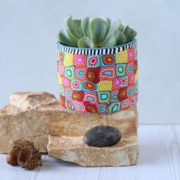 Polymer Clay Plant Pot 3.3 Inch Small Colorful Succulent Ceramic Planter - thumbnail 2