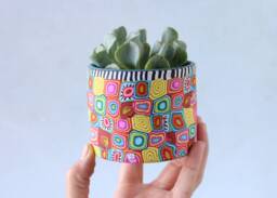 Polymer Clay Plant Pot 3.3 Inch Small Colorful Succulent Ceramic Planter