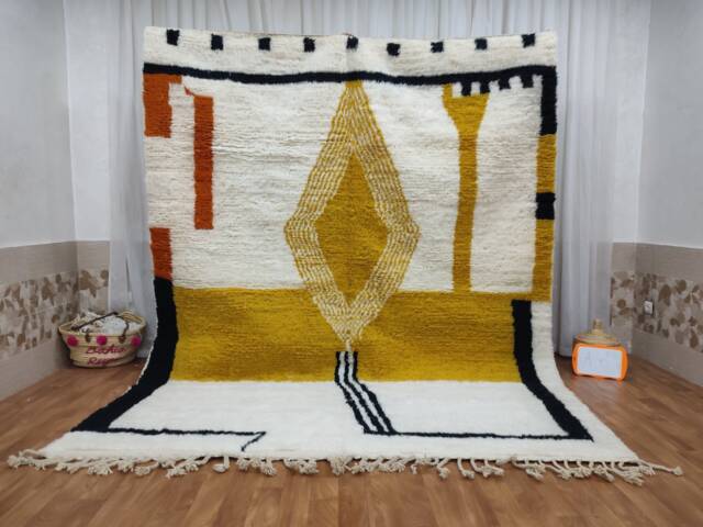 Handwoven Moroccan Boujaad Rug, Abstract Berber Wool Carpet, Colorful Bohemian Home Decor - image 1