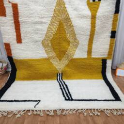 Handwoven Moroccan Boujaad Rug, Abstract Berber Wool Carpet, Colorful Bohemian Home Decor - thumbnail 3