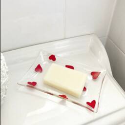 Handmade Jewellery, Soap, Trinket Dish, Pretty Red Heart Pattern - thumbnail 4