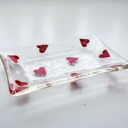 Handmade Jewellery, Soap, Trinket Dish, Pretty Red Heart Pattern - thumbnail 2