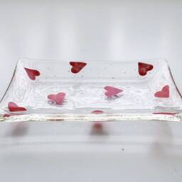 Handmade Jewellery, Soap, Trinket Dish, Pretty Red Heart Pattern - thumbnail 3