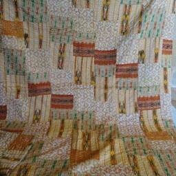 Vintage Silk Patola Kantha Quilt, Bohemian Patchwork Sari Throw Blanket - thumbnail 2