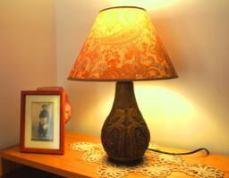 Handmade Dragon Carved Wooden Lamp Base - Mythology Decor - thumbnail 1