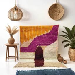 Handmade Wool Berber Rug Multicolour Bohemian Moroccan Carpet