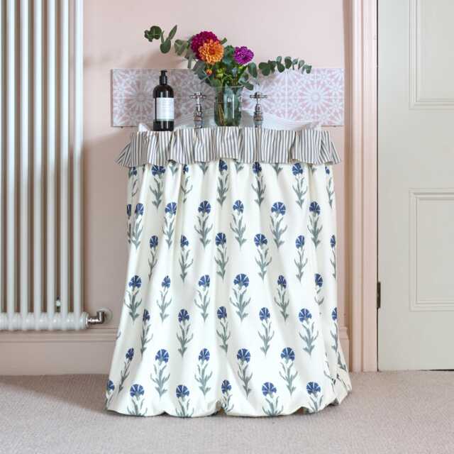 Laura Ashley Sink Curtain, Striped Cotton Flop Over, Made To Measure - image 1