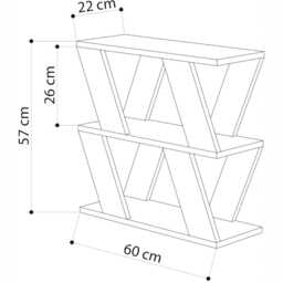 Narrow Side Table With 2 Storage Shelves - Slim 2-Tier End For Living Room, Bedroom, Or Office Dark Oak Effect - 60x22x57cm - thumbnail 4
