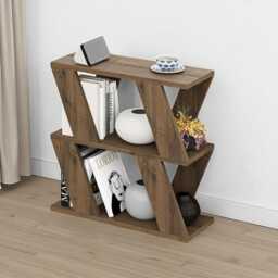 Narrow Side Table With 2 Storage Shelves - Slim 2-Tier End For Living Room, Bedroom, Or Office Dark Oak Effect - 60x22x57cm - thumbnail 1