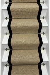 Andes Warm Beige Stair Runner With 100% Cotton Black Border - thumbnail 1